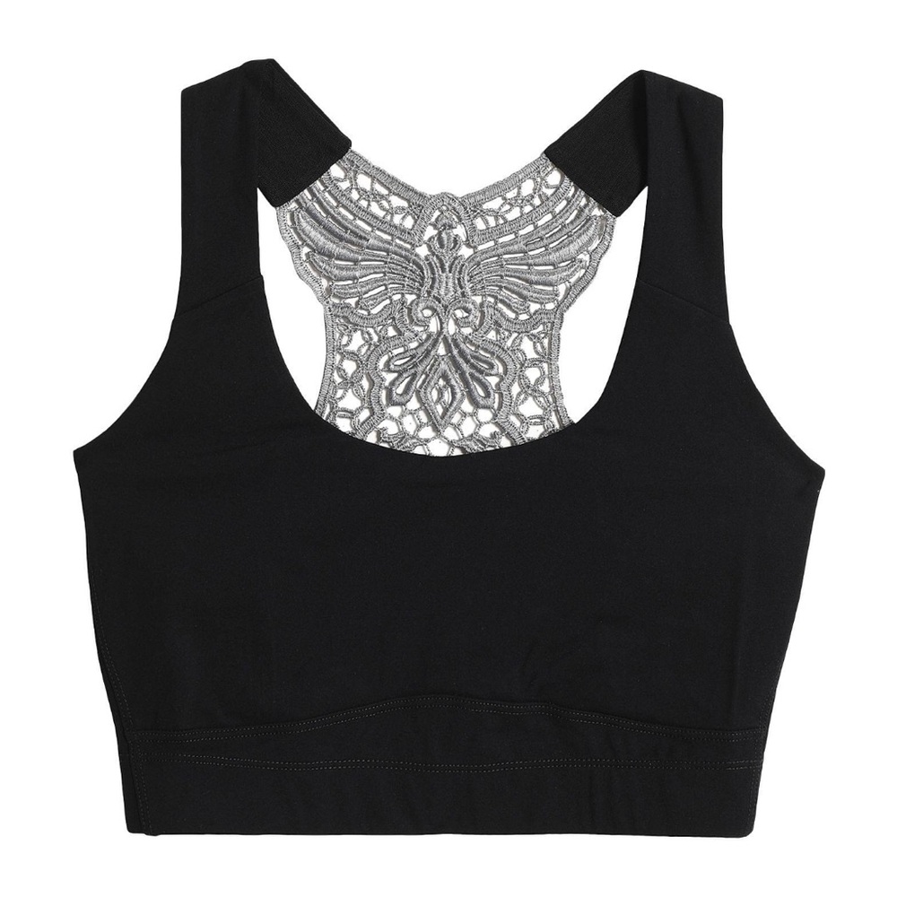 Italian sport Luxury Brand Sapora Elegant Black Lace Sport Bra